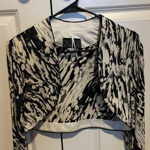 Stunning Black/White Sequin Jacket by Alex Evenings Size 14